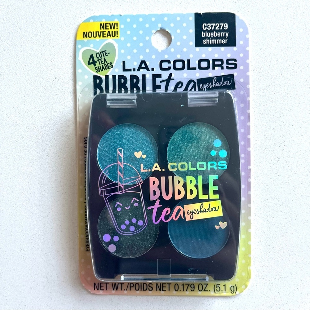 💜 L.A. Colors Bubble Tea, Shimmer Eyeshadow Palette, Blueberry